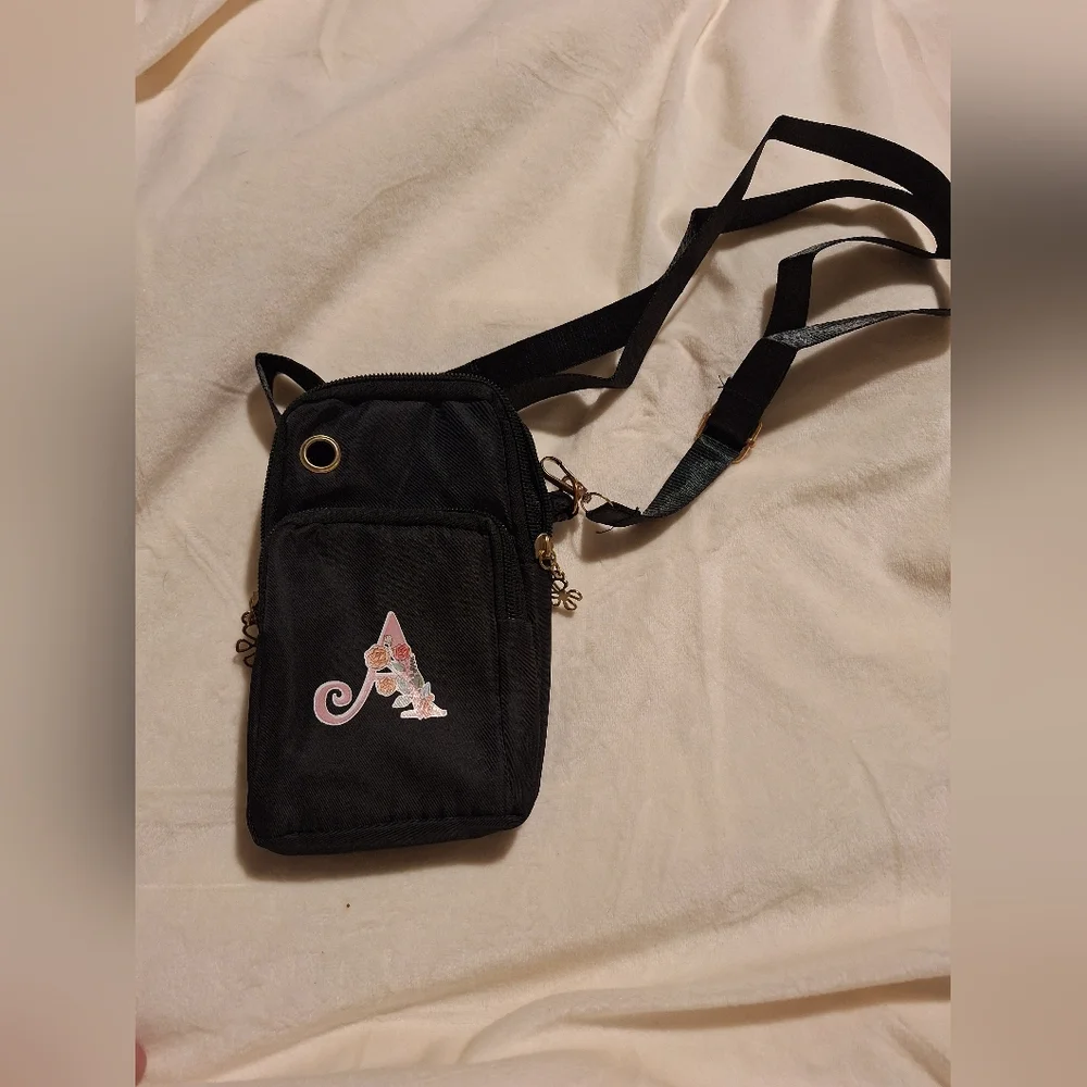 Mini‎ Black Crossbody Bag with Initial A NWOT